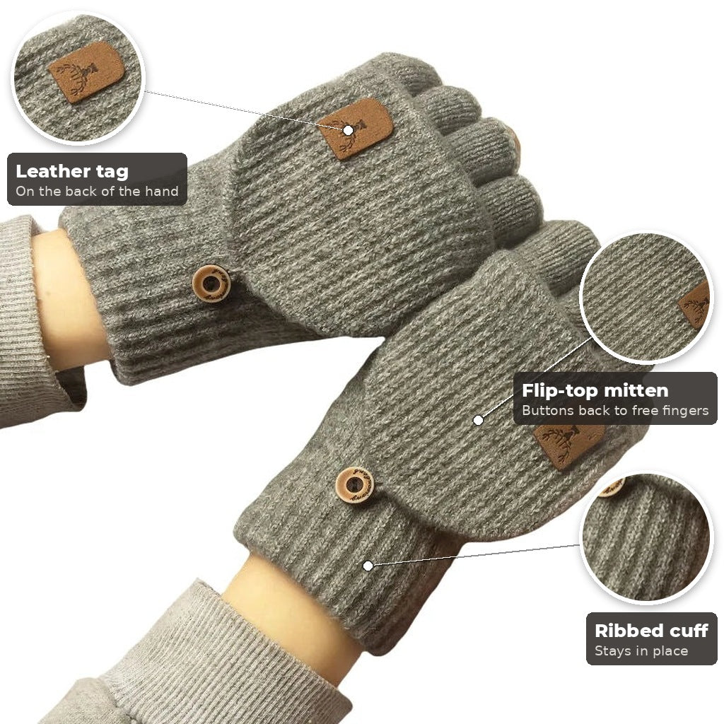 Lino gloves key features with close-up details