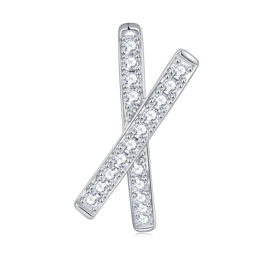 Marisol Sterling Silver Moissanite Cross Huggie Hoop Earrings for Women
