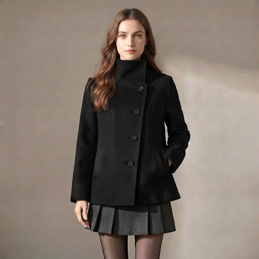 Cosima High Collar Button Front Short Jacket for Women