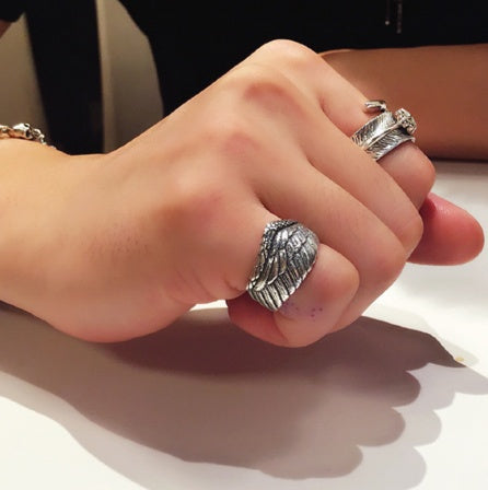Corvino Sterling Silver Eagle Wing Ring for Men and Women