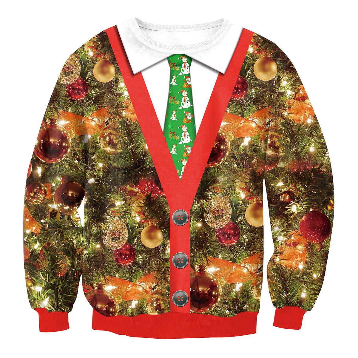 Orazio ugly Christmas sweater, Green Christmas Tree Tie, front