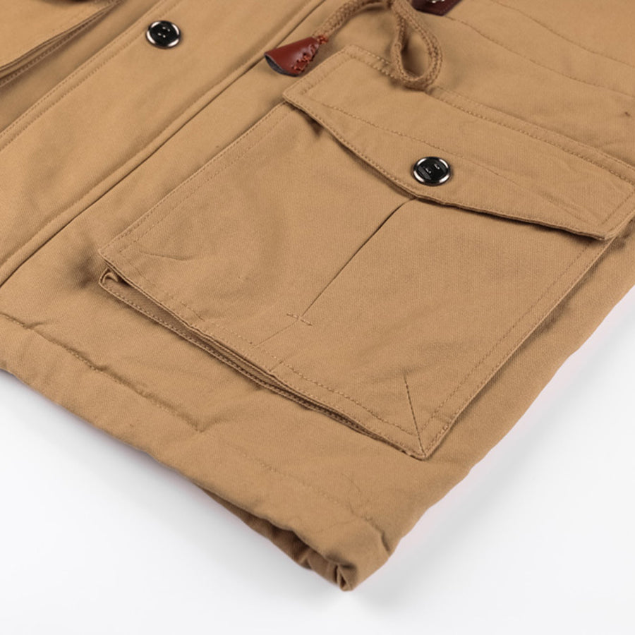 Romeo Fleece-Lined Hooded Cotton Military Jacket for Men