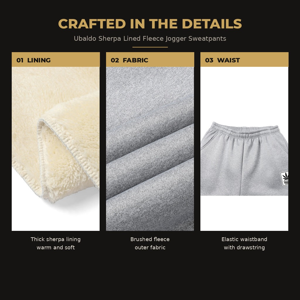 Ubaldo Sherpa Lined Fleece Jogger Sweatpants for Men - quality details