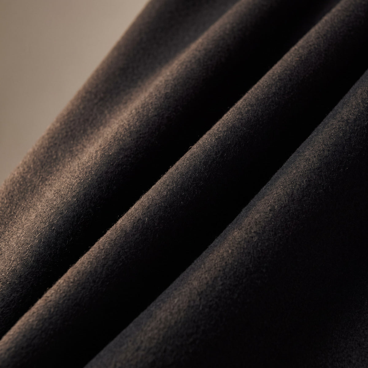 Lavinia wool maxi coat, Black, wool blend fabric up close