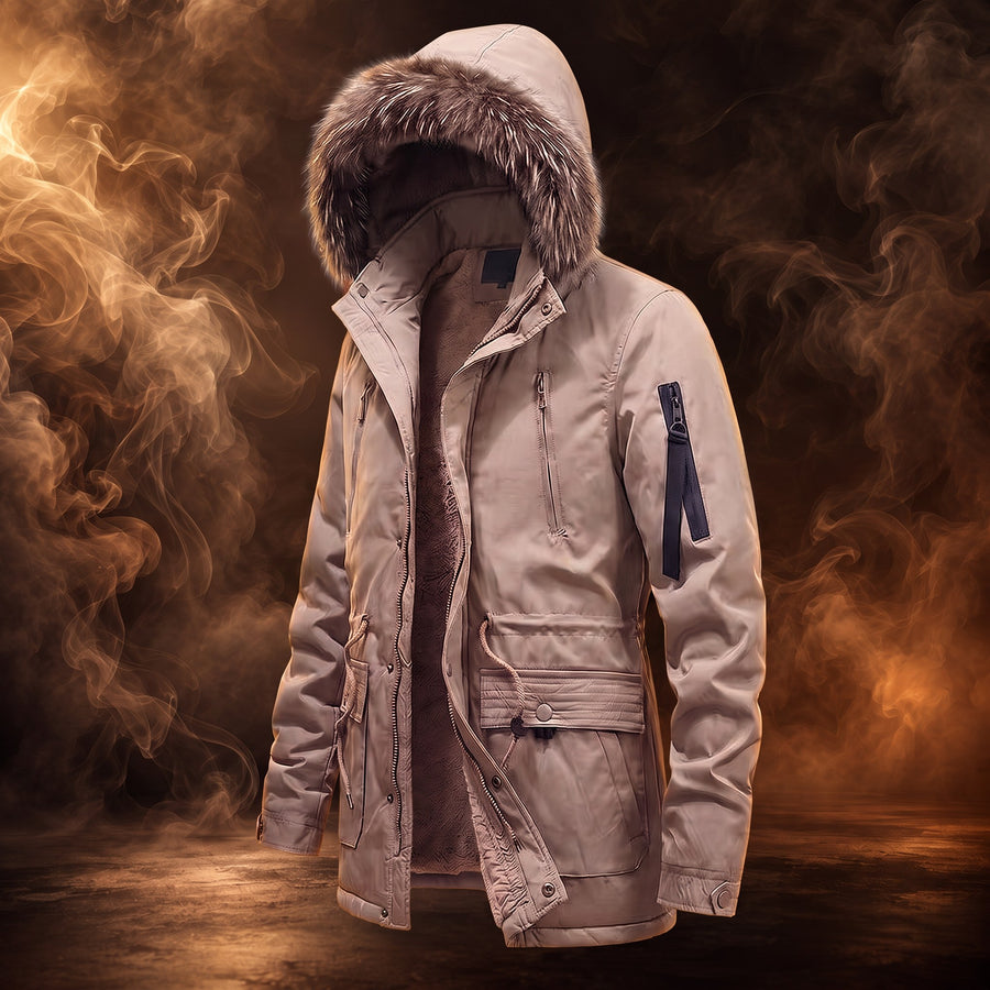 Jasper Fleece-Lined Fur Hood Parka for Men