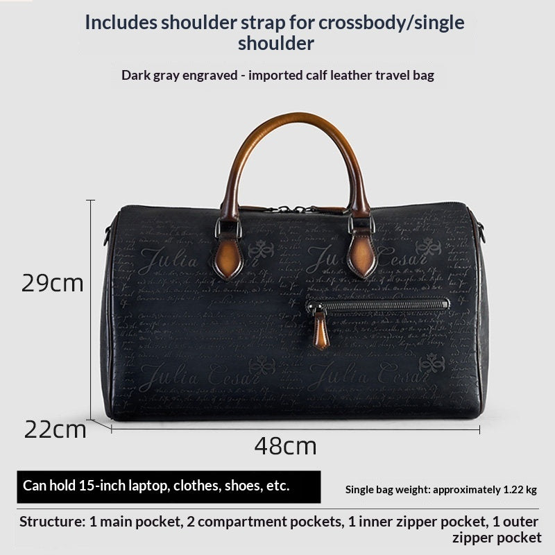 Oreste Leather Weekender Travel Bag for Men