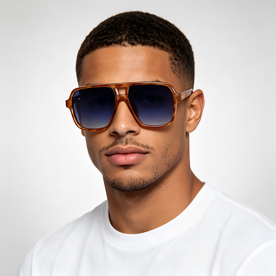 Dionisio Double Bridge Square Aviator Sunglasses for Men and Women