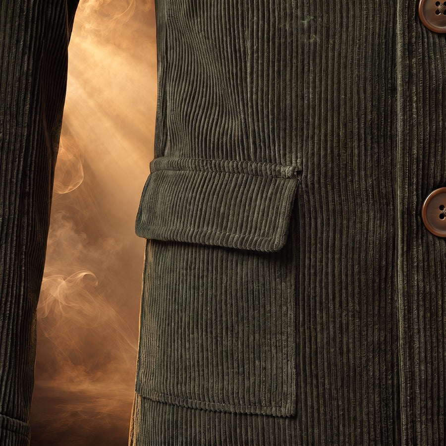 Maurizio Corduroy Stand Collar Button Jacket for Men