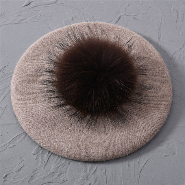 Mariella Wool Pom Pom Beret for Women