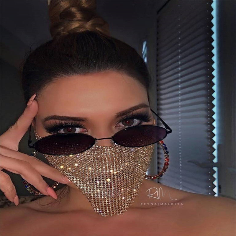 Carolina Rhinestone Mesh Face Veil for Women