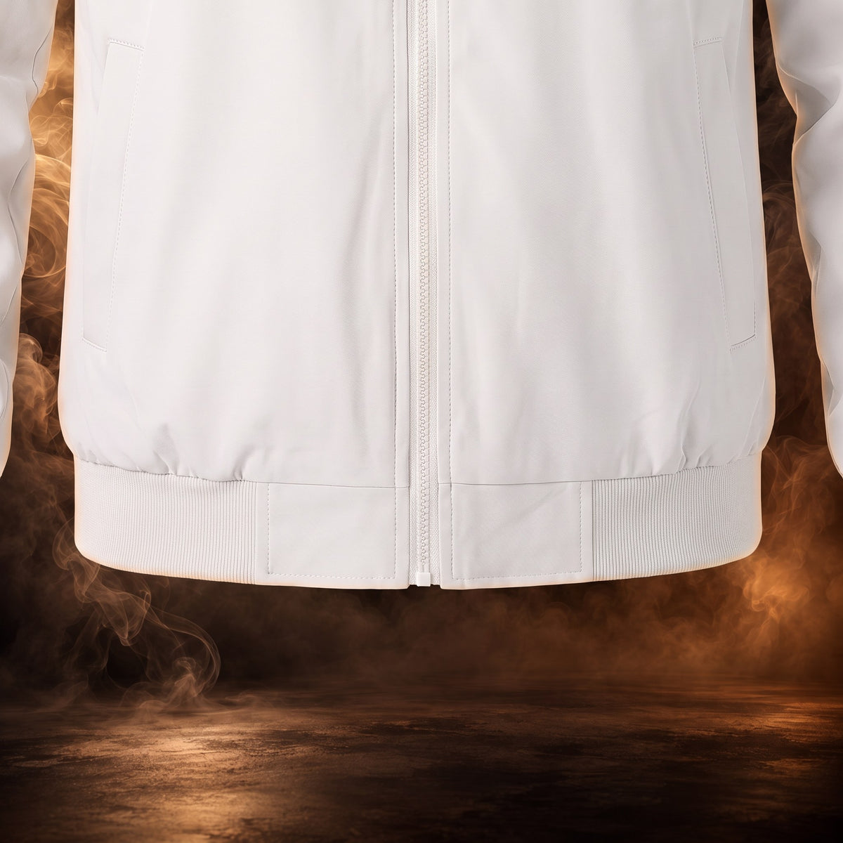 Ugo bomber jacket, Off-White Stand Collar, ribbed hem band close-up