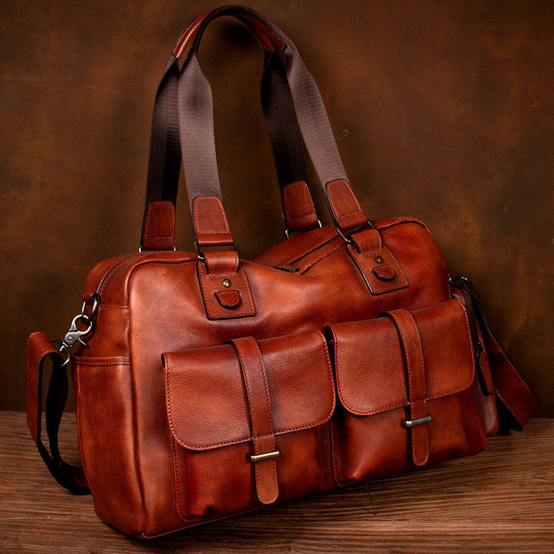 Tancredi Leather Travel Tote Bag for Men