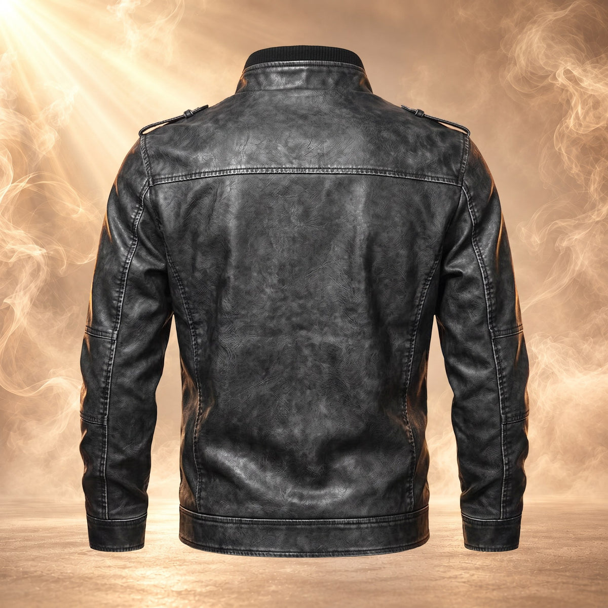 Lazaro faux leather moto jacket, Black, back