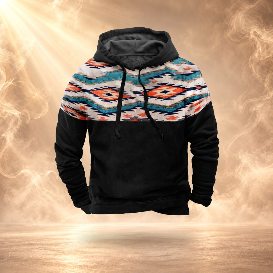 Pascal Western Aztec Graphic Pullover Hoodie for Men