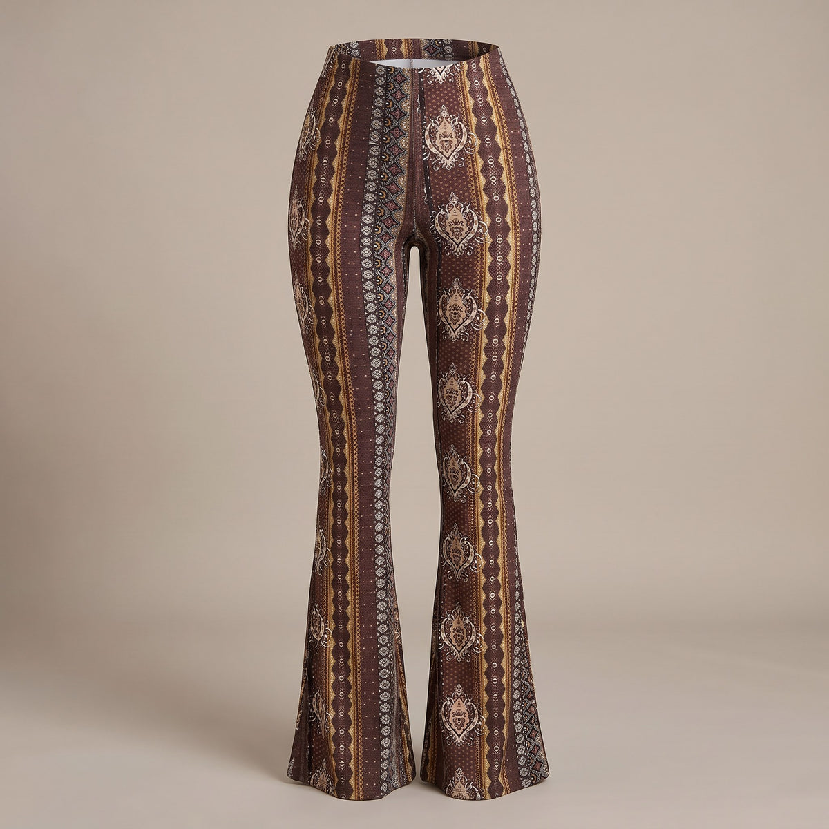 Serena flare pants, Brown Tribal, front