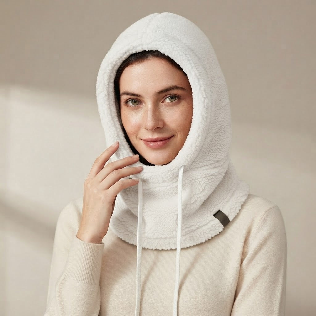 Ernesto plush fleece balaclava, White, front