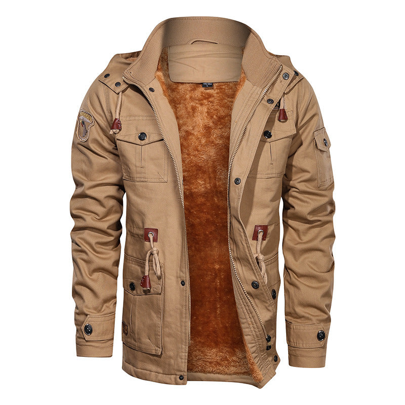 Romeo Fleece-Lined Hooded Cotton Military Jacket for Men