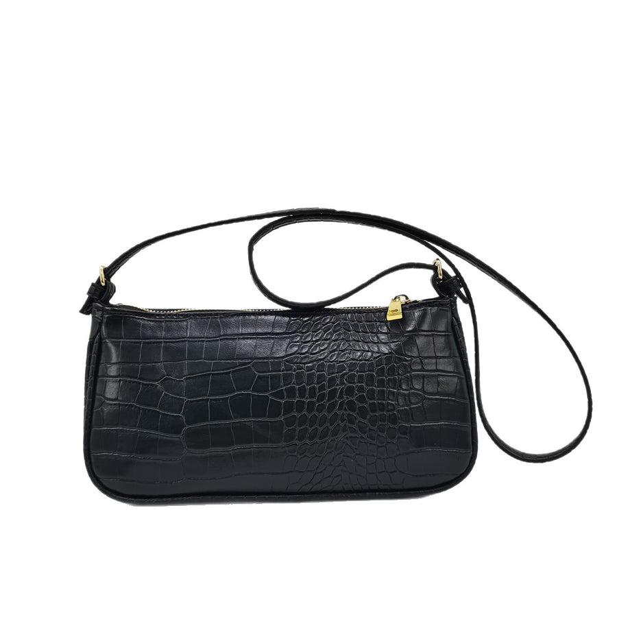 Emanuela Croc Embossed Baguette Shoulder Bag for Women