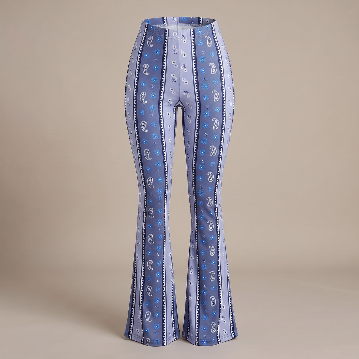 Serena flare pants, Denim Blue Paisley, front