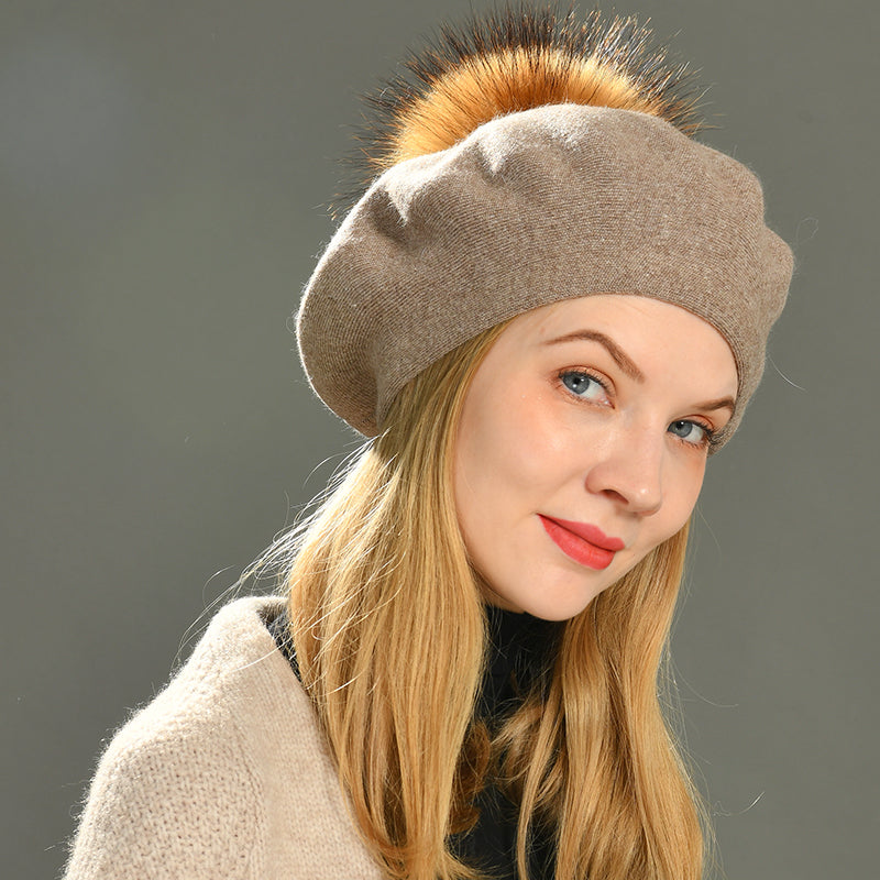 Mariella Wool Pom Pom Beret for Women