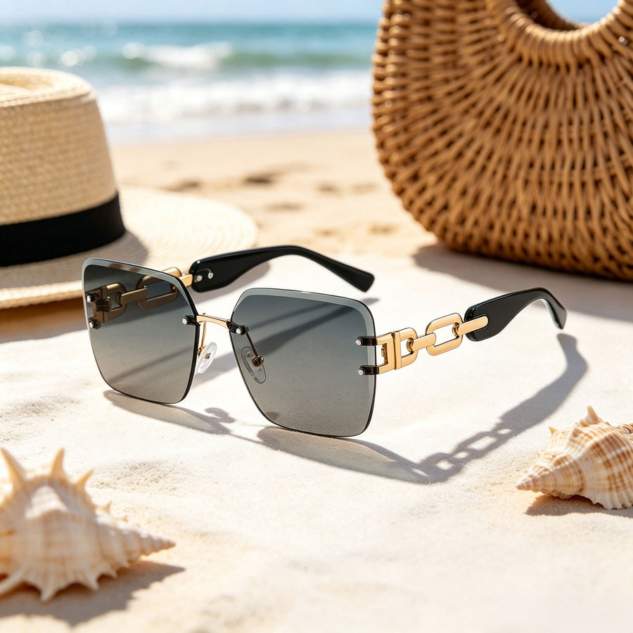 Gilda Rimless Square Chain Link Sunglasses for Women