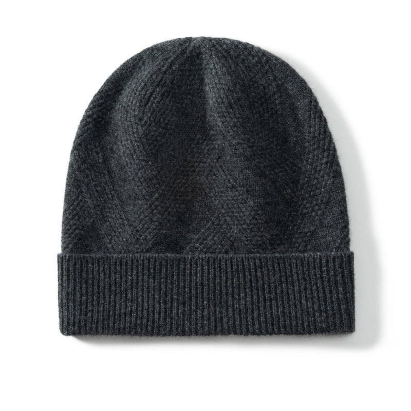 Ornella Cashmere Diamond Knit Cuffed Beanie for Women