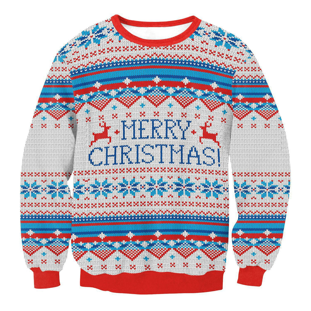 Orazio ugly Christmas sweater, White Merry Christmas Fair Isle, front