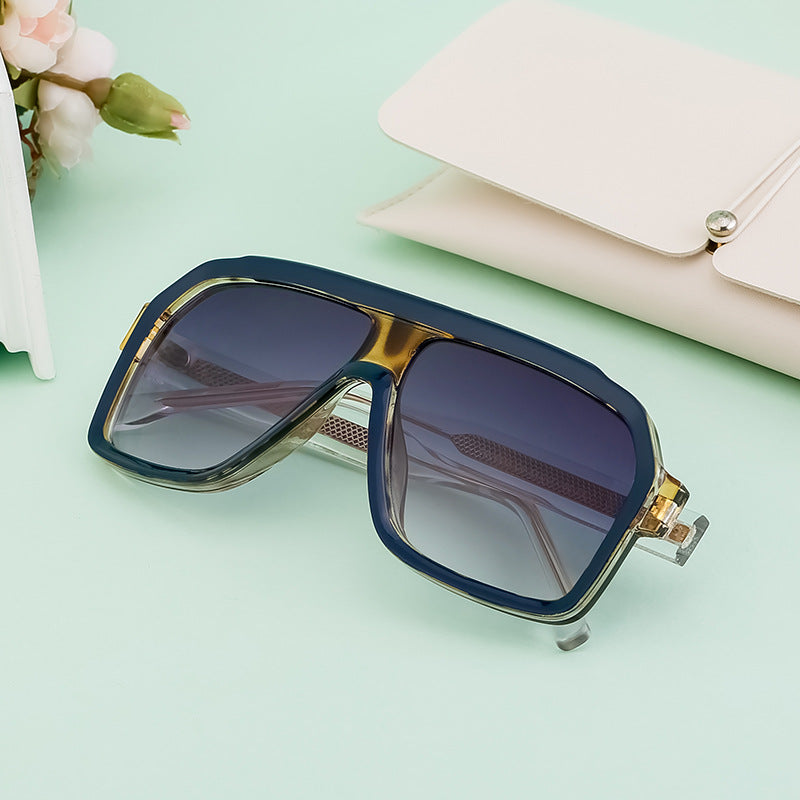 Egidio Flat Top Square Navigator Sunglasses for Men
