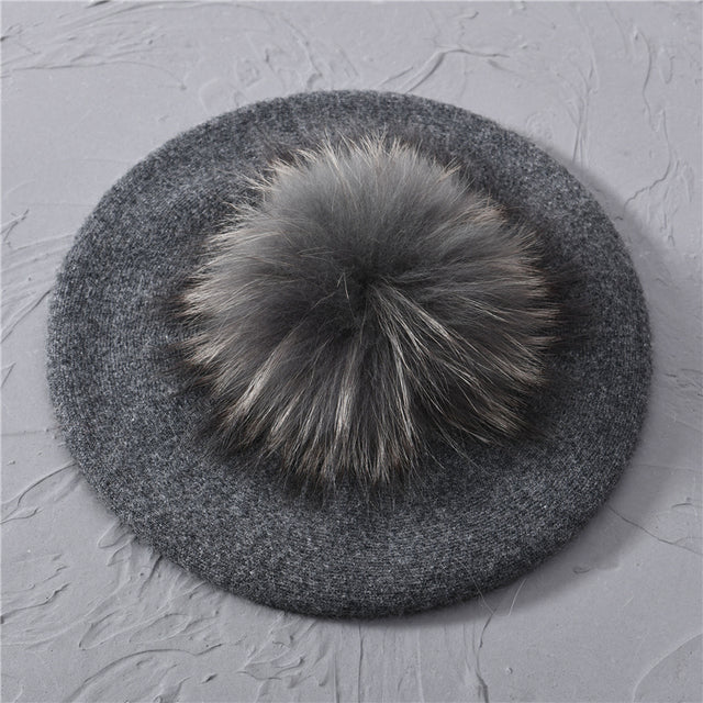 Mariella Wool Pom Pom Beret for Women