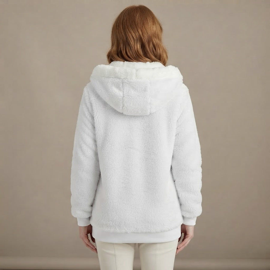 Donata Hooded Zip Up Plush Fleece Jacket for Women