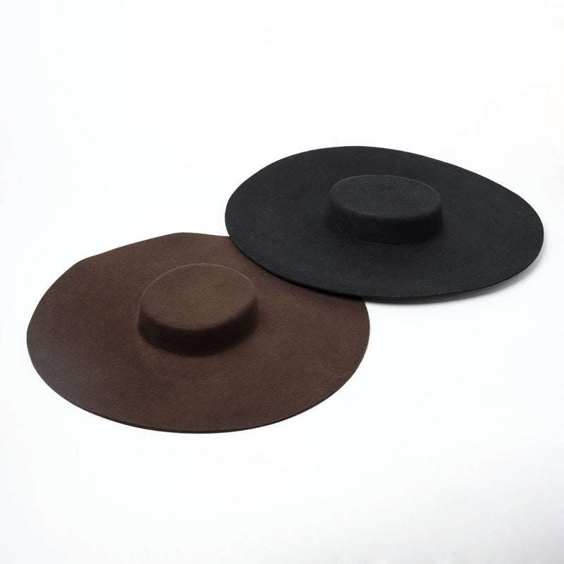 Raffaella Wool Flat Brim Boater Hat for Women