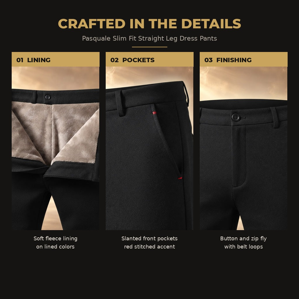 Pasquale Slim Fit Straight Leg Dress Pants for Men - quality details