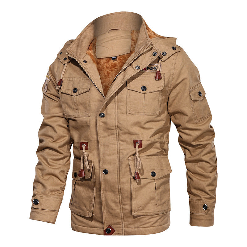 Romeo Fleece-Lined Hooded Cotton Military Jacket for Men