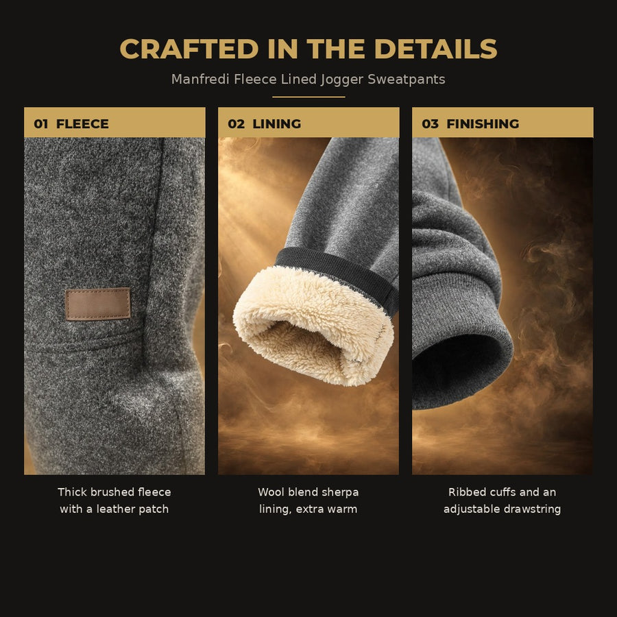 Manfredi Wool Fleece Lined Jogger Sweatpants for Men