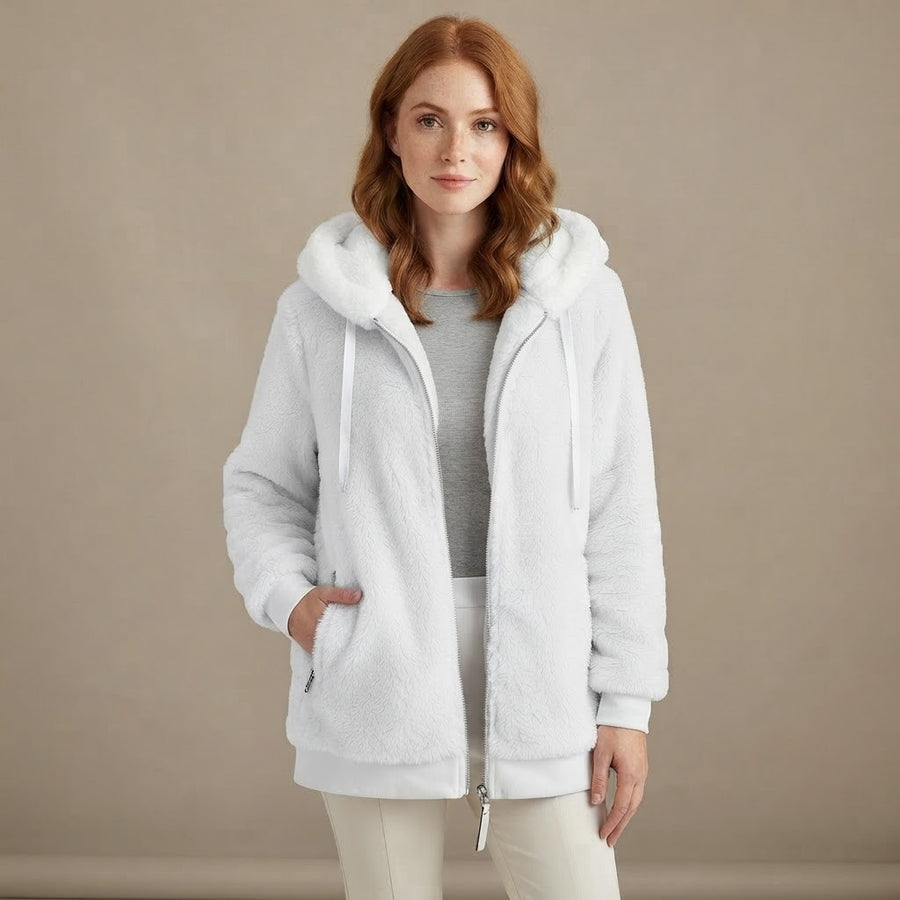 Donata Hooded Zip Up Plush Fleece Jacket for Women