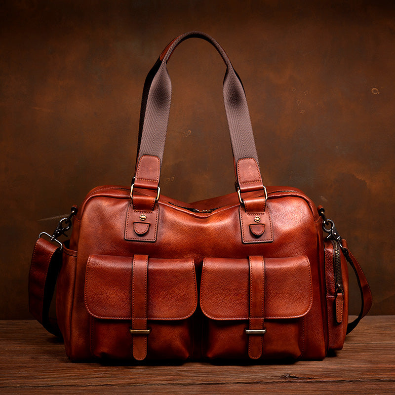Tancredi Leather Travel Tote Bag for Men