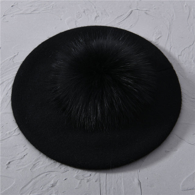 Mariella Wool Pom Pom Beret for Women
