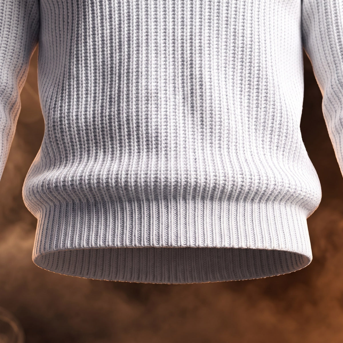 Pietro turtleneck sweater, White, ribbed hem close-up