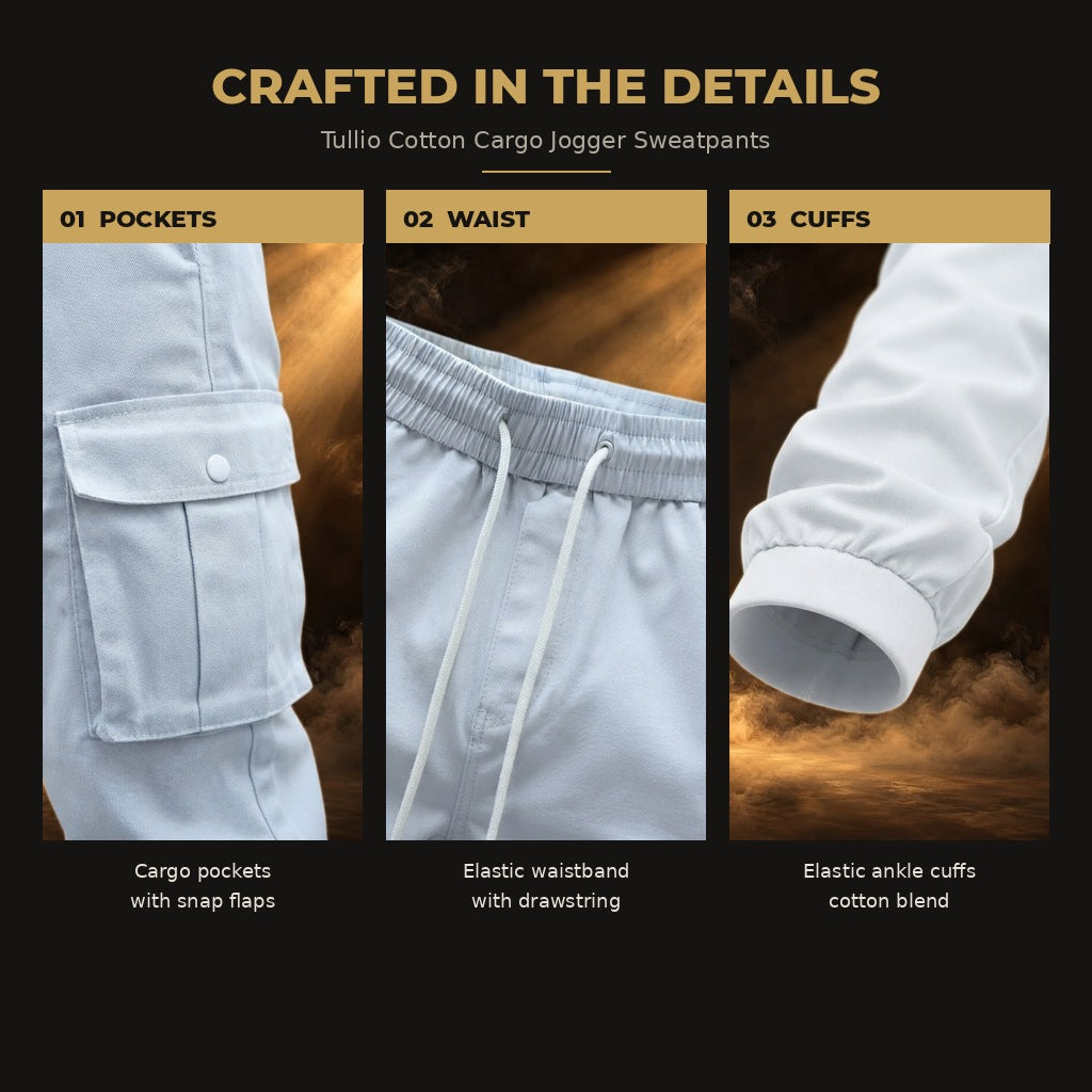 Tullio Cotton Cargo Jogger Sweatpants for Men - quality details