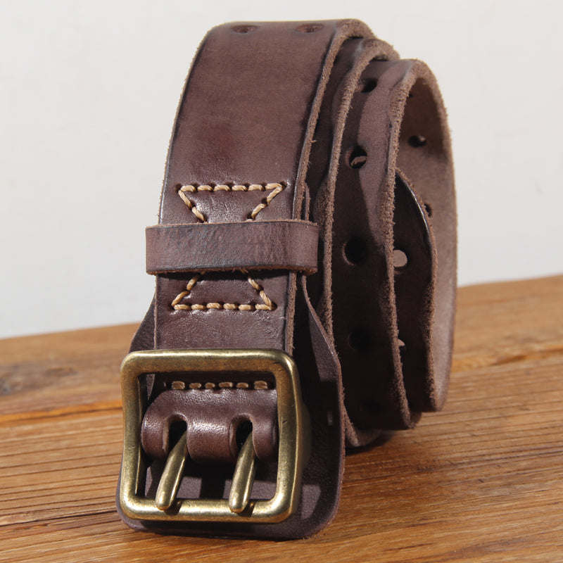 Ermanno Leather Double Prong Belt for Men