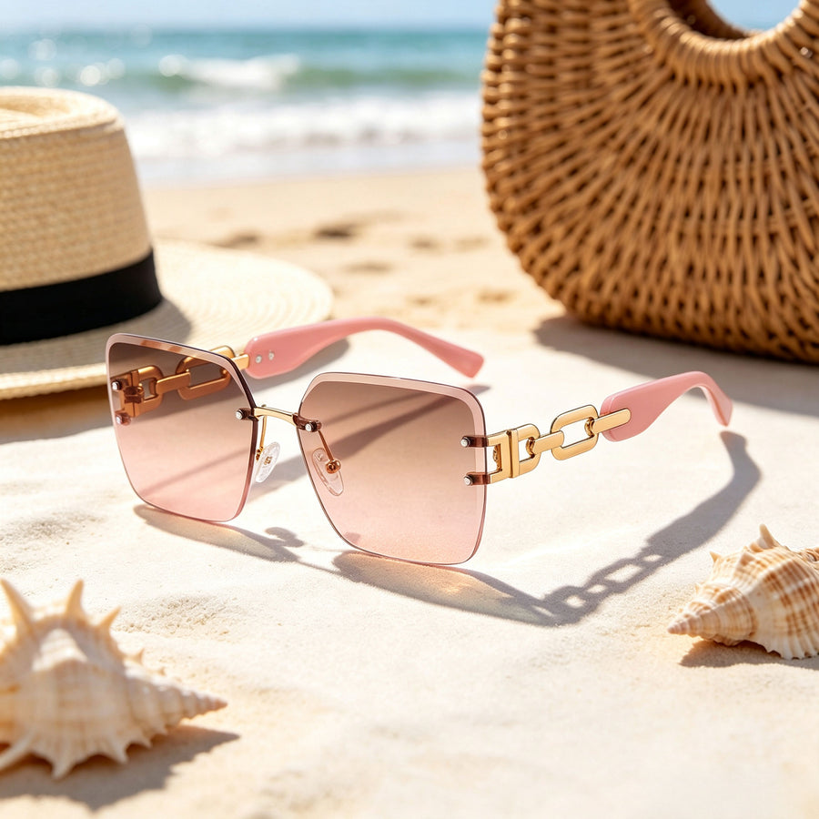 Gilda Rimless Square Chain Link Sunglasses for Women