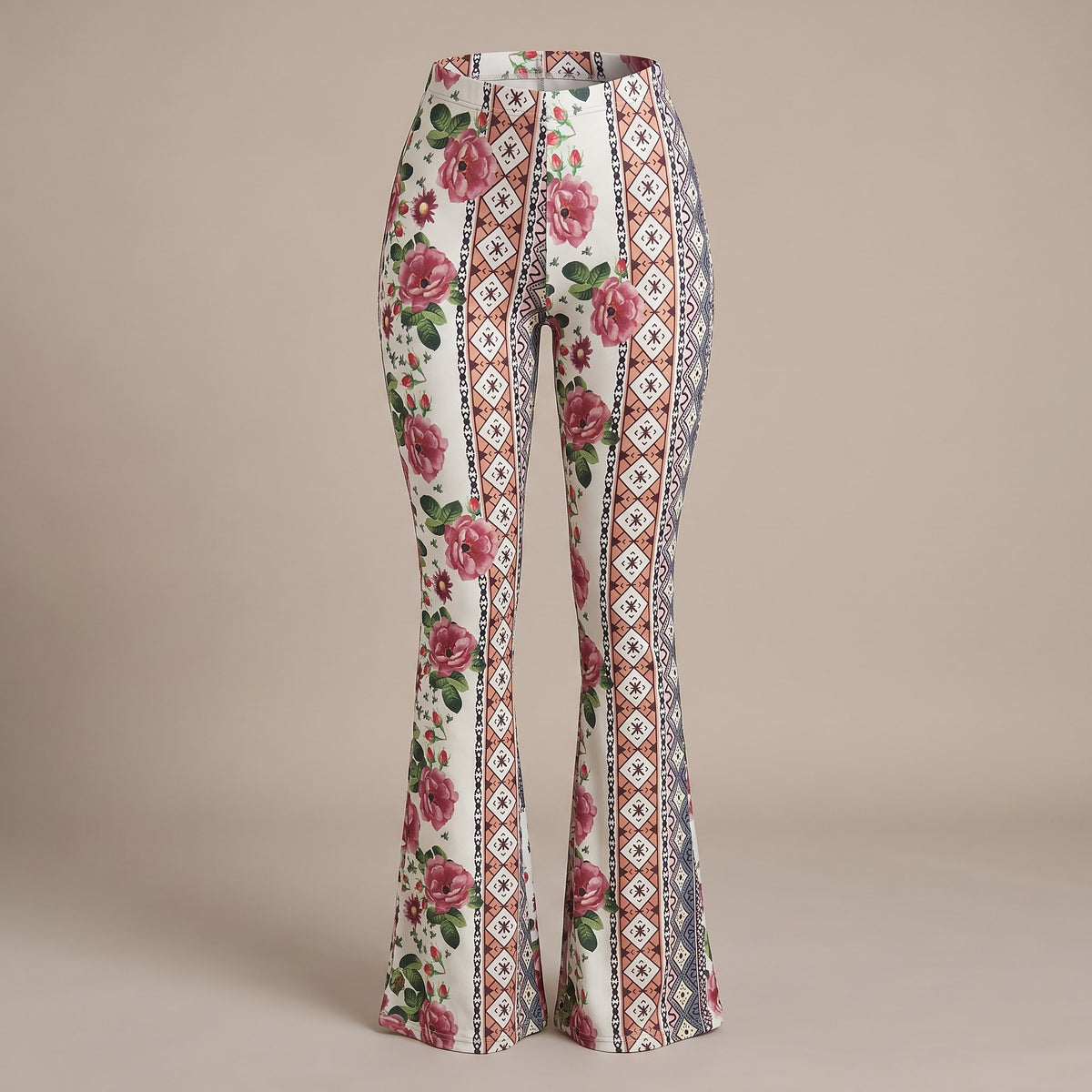Serena flare pants, Rose Floral, front