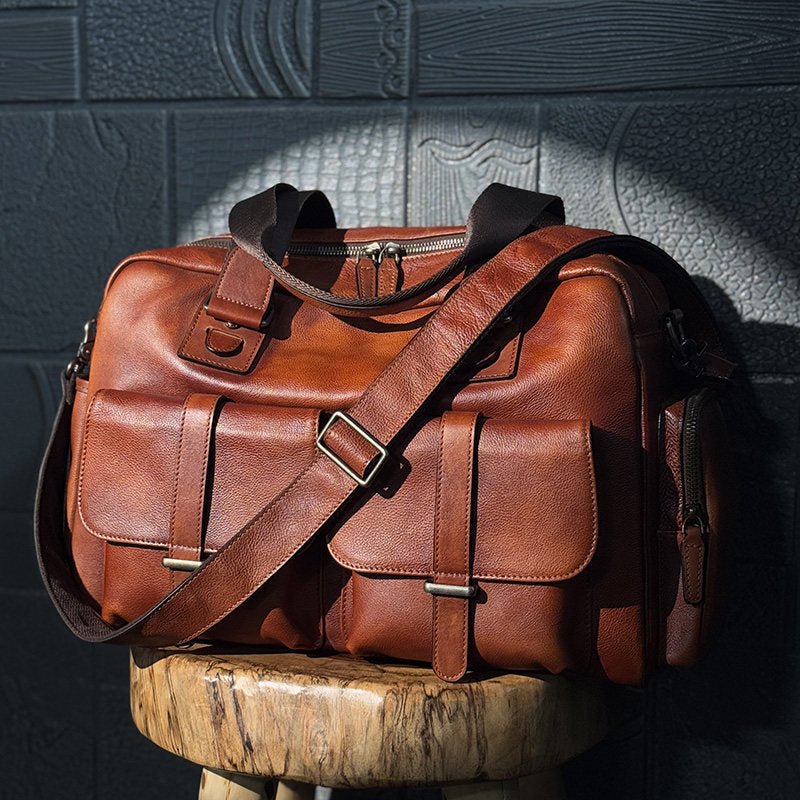 Tancredi Leather Travel Tote Bag for Men