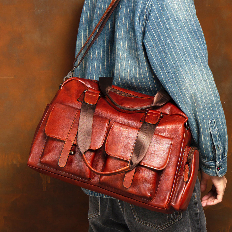 Tancredi Leather Travel Tote Bag for Men