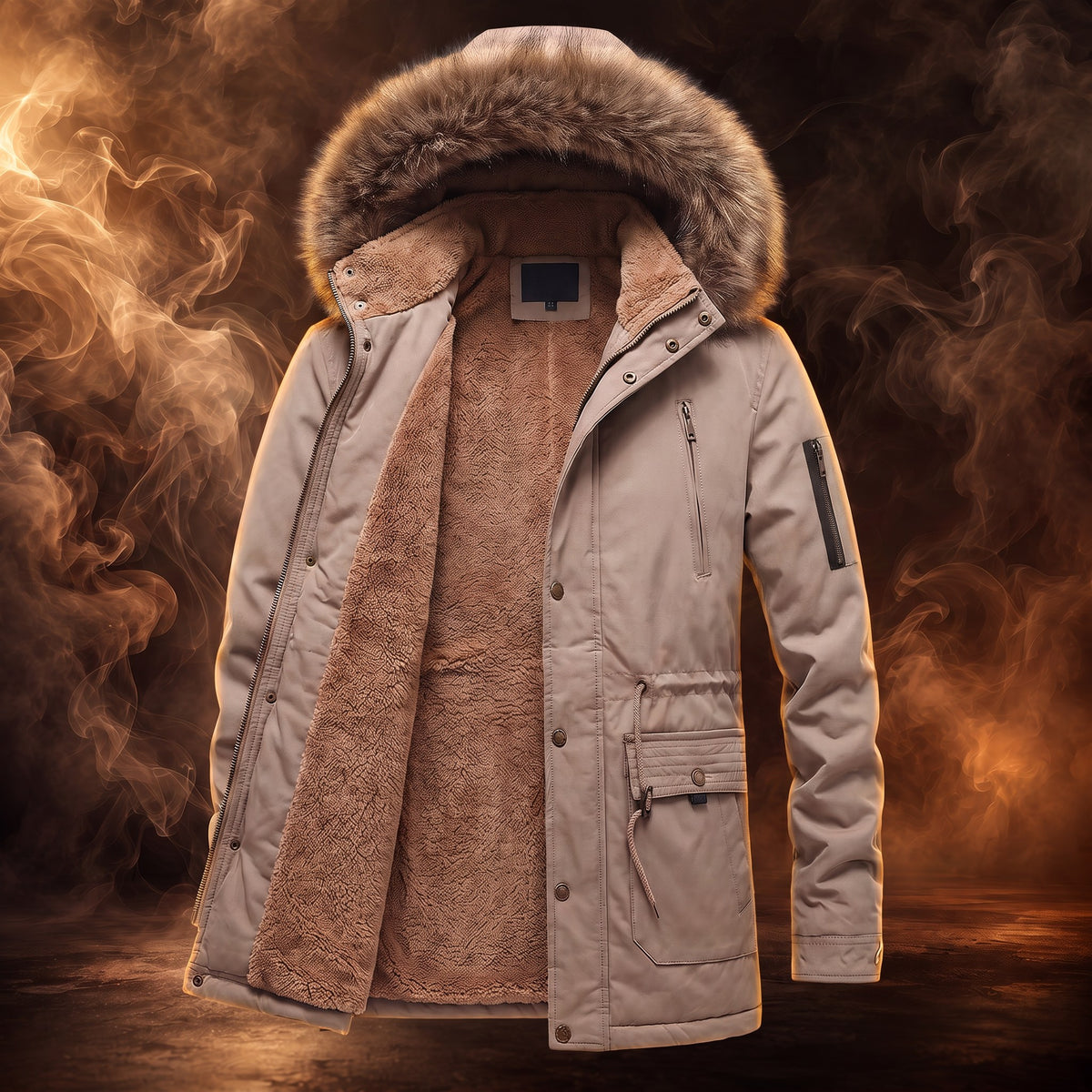 Jasper parka, khaki, fleece lining