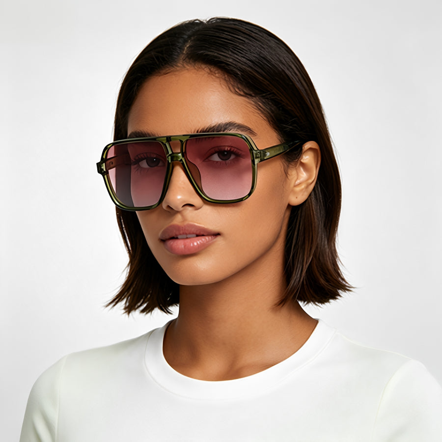 Dionisio Double Bridge Square Aviator Sunglasses for Men and Women