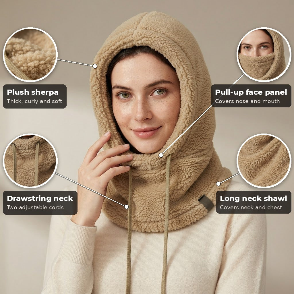 Ernesto plush fleece balaclava, Khaki, key features