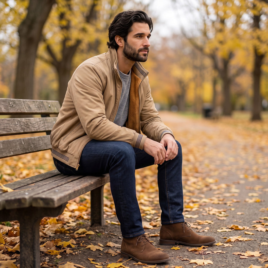 Fausto Fleece Lined Cotton Bomber Jacket for Men