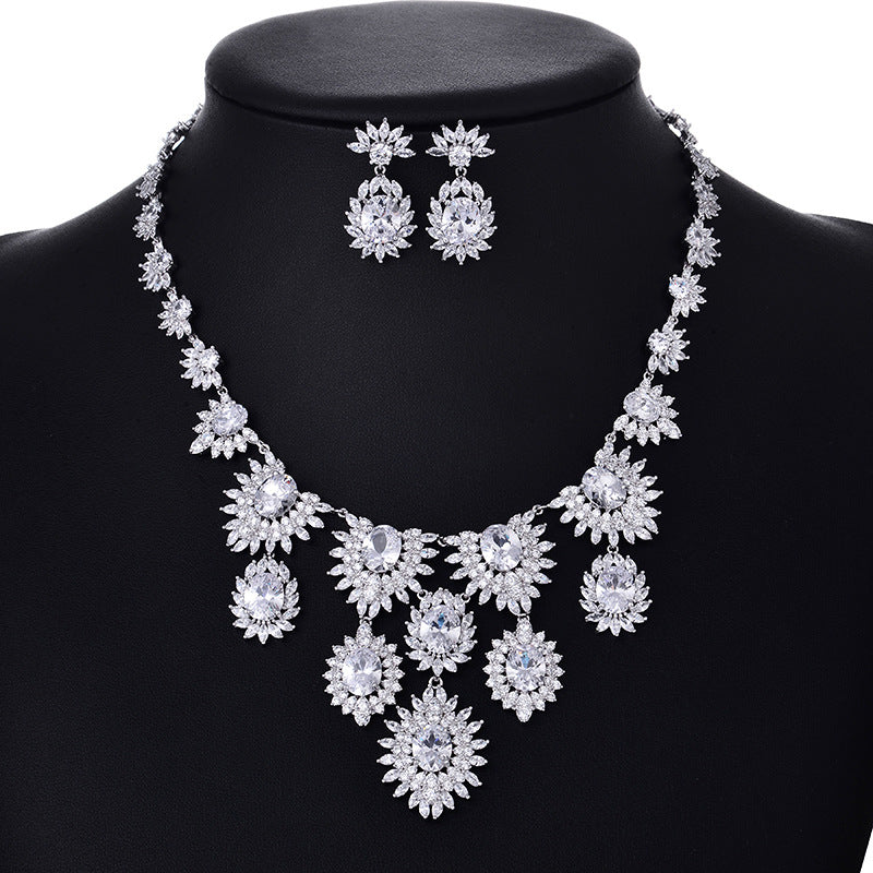Graziella Cubic Zirconia Statement Necklace and Earrings Set for Women