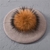 Taupe with Natural Pom